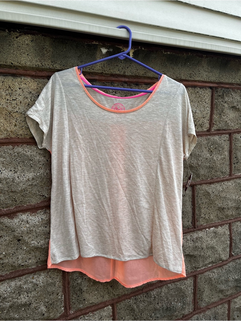 NWT SO kohls beige/peach sheer blouse